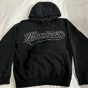 Monterey Bay California Embroidered Black Hoodie